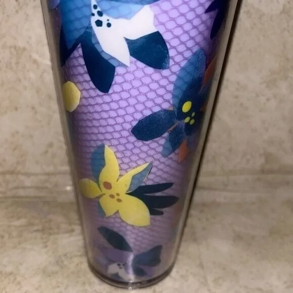 Starbucks 2023 Winter Acrylic Purple Floral Venti 24 oz Tumbler Cup